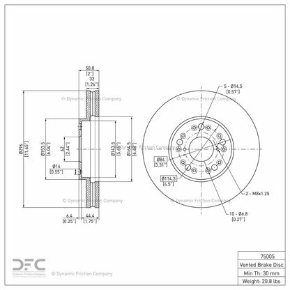 Dynamic Friction Company Disc Brake Rotor 604-75005