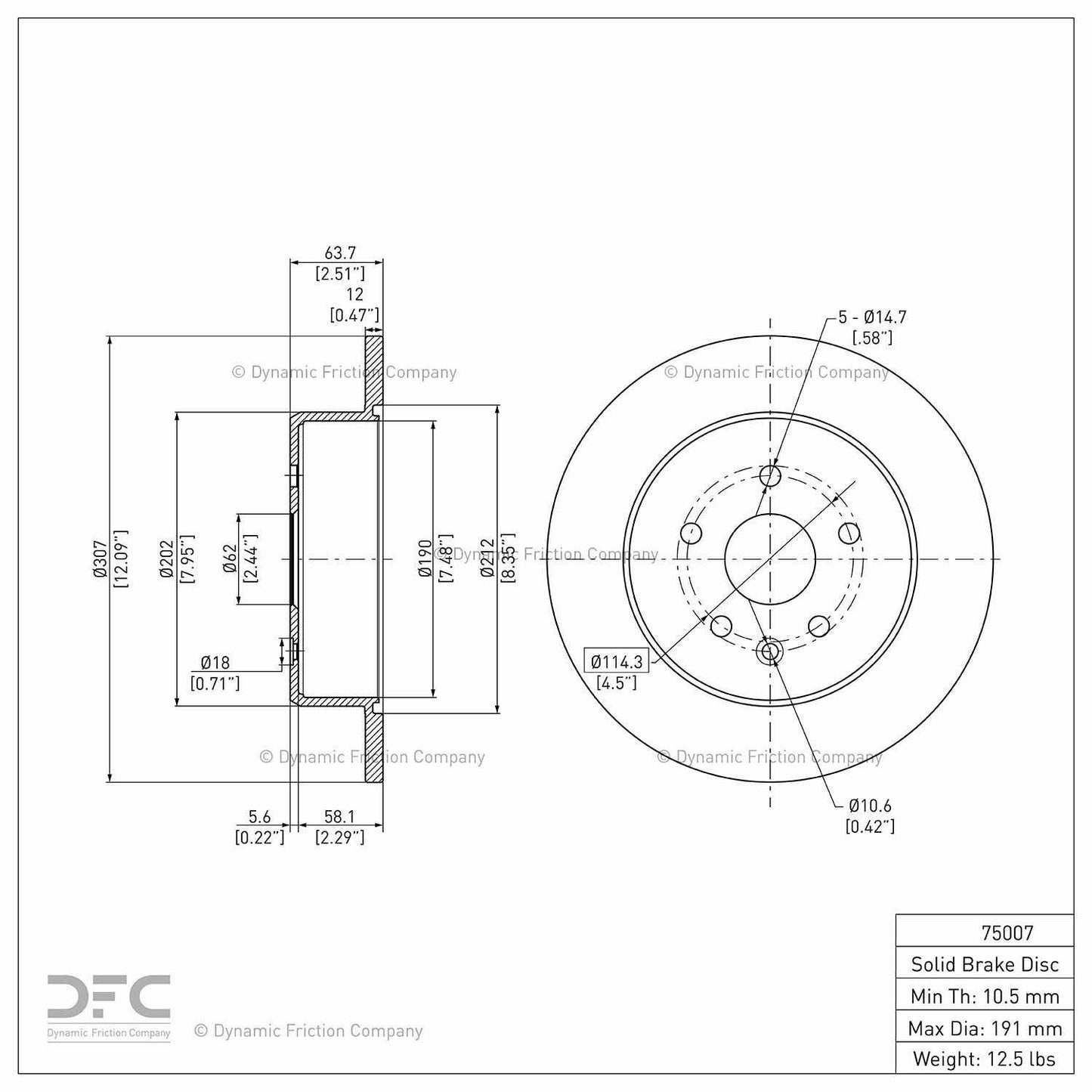 Dynamic Friction Company Disc Brake Rotor 604-75007