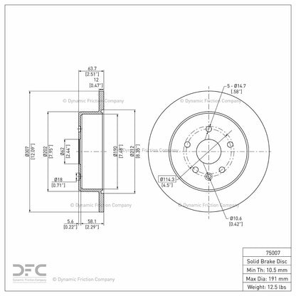 Dynamic Friction Company Disc Brake Rotor 604-75007