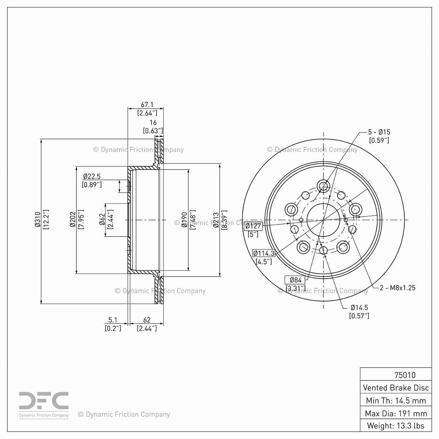 Dynamic Friction Company Disc Brake Rotor 604-75010