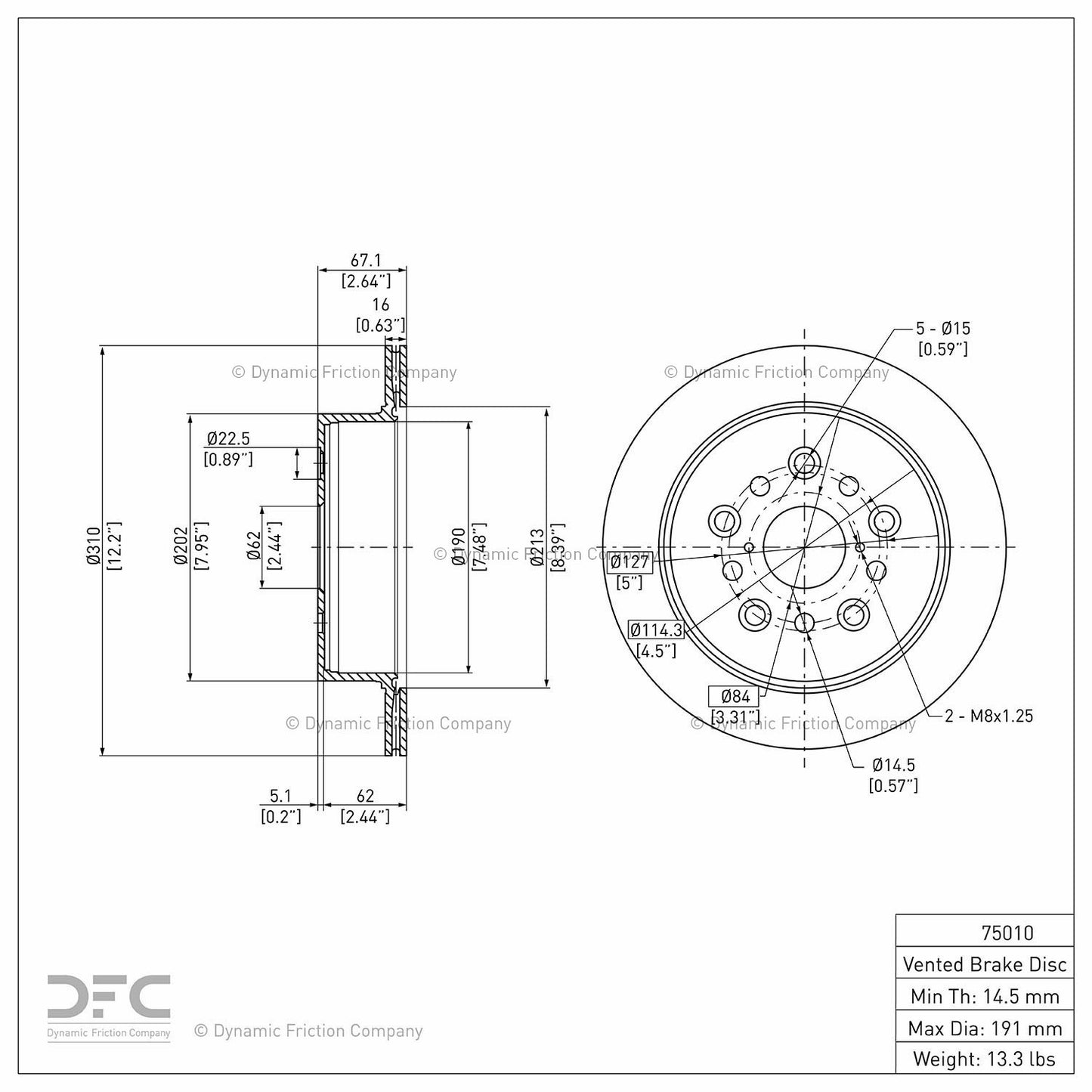 Dynamic Friction Company Disc Brake Rotor 604-75010