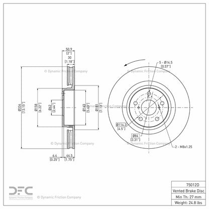 Dynamic Friction Company Disc Brake Rotor 604-75012D