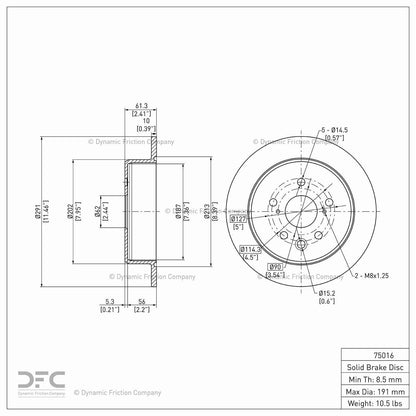 Dynamic Friction Company Disc Brake Rotor 604-75016