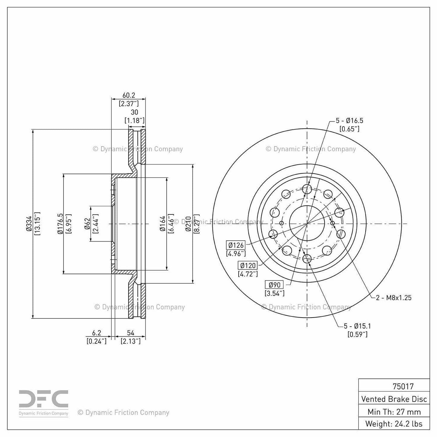 Dynamic Friction Company Disc Brake Rotor 604-75017