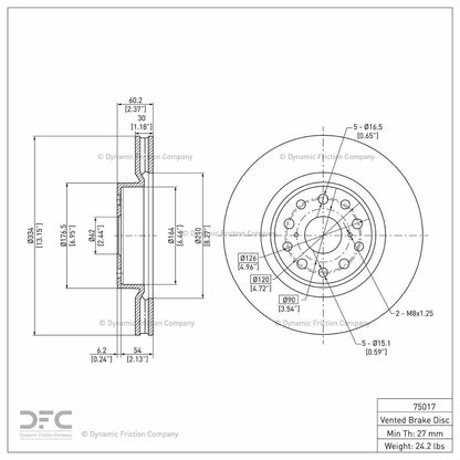 Dynamic Friction Company Disc Brake Rotor 604-75017