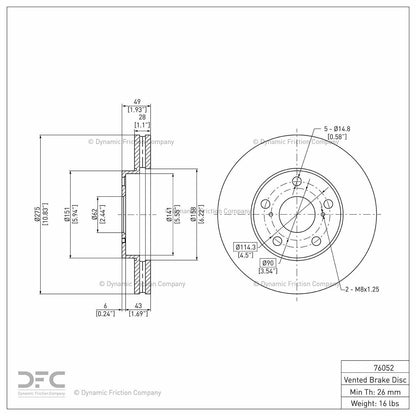 Dynamic Friction Company Disc Brake Rotor 604-76052