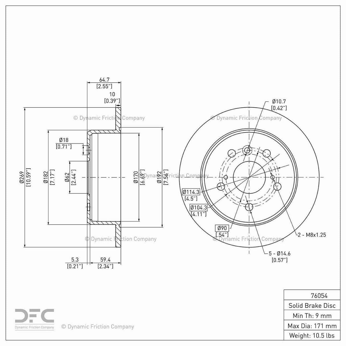 Dynamic Friction Company Disc Brake Rotor 604-76054