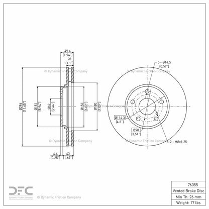Dynamic Friction Company Disc Brake Rotor 604-76055