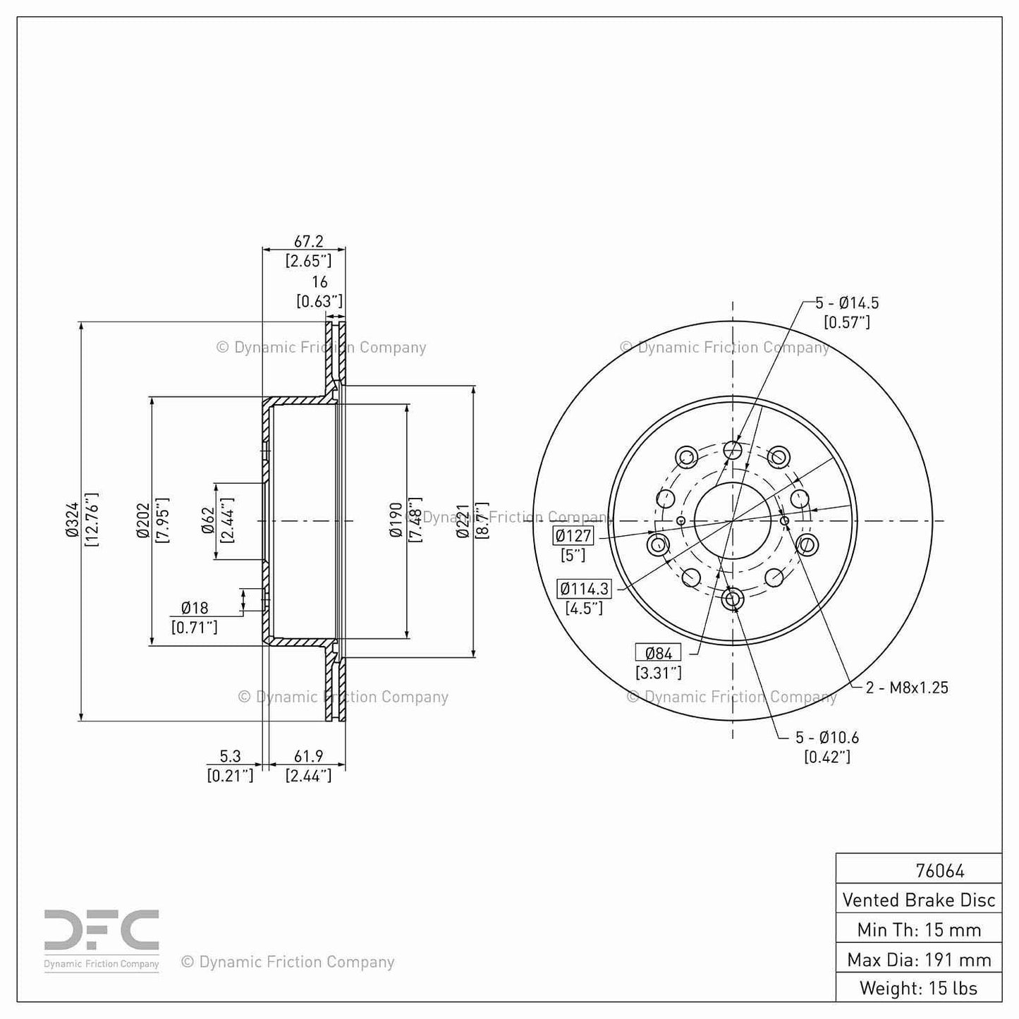 Dynamic Friction Company Disc Brake Rotor 604-76064