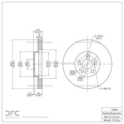 Dynamic Friction Company Disc Brake Rotor 604-76068