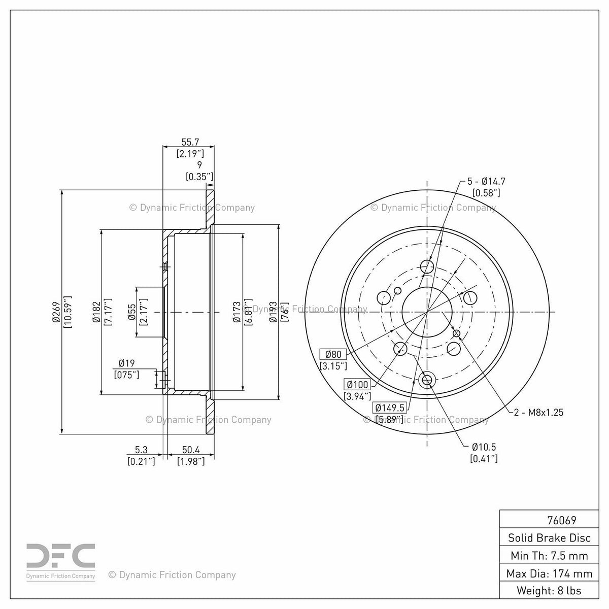 Dynamic Friction Company Disc Brake Rotor 604-76069