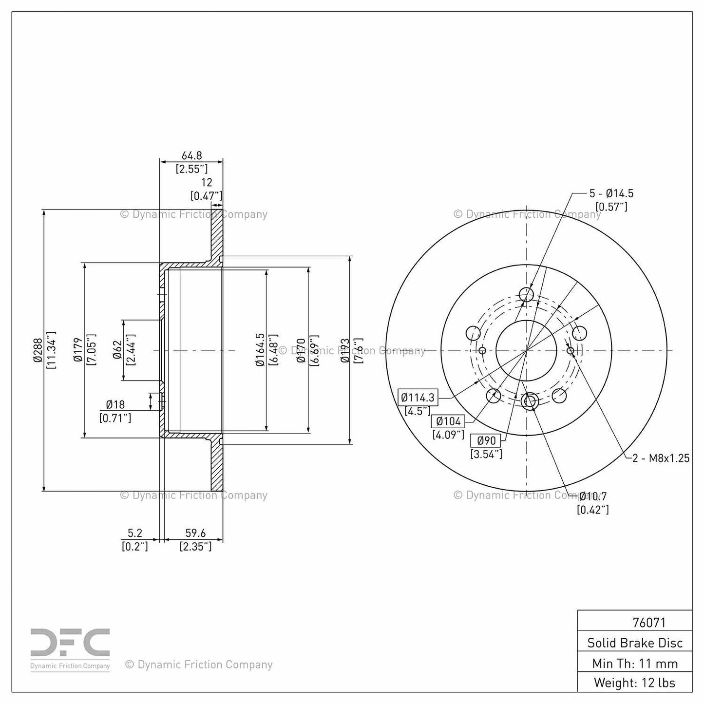 Dynamic Friction Company Disc Brake Rotor 604-76071