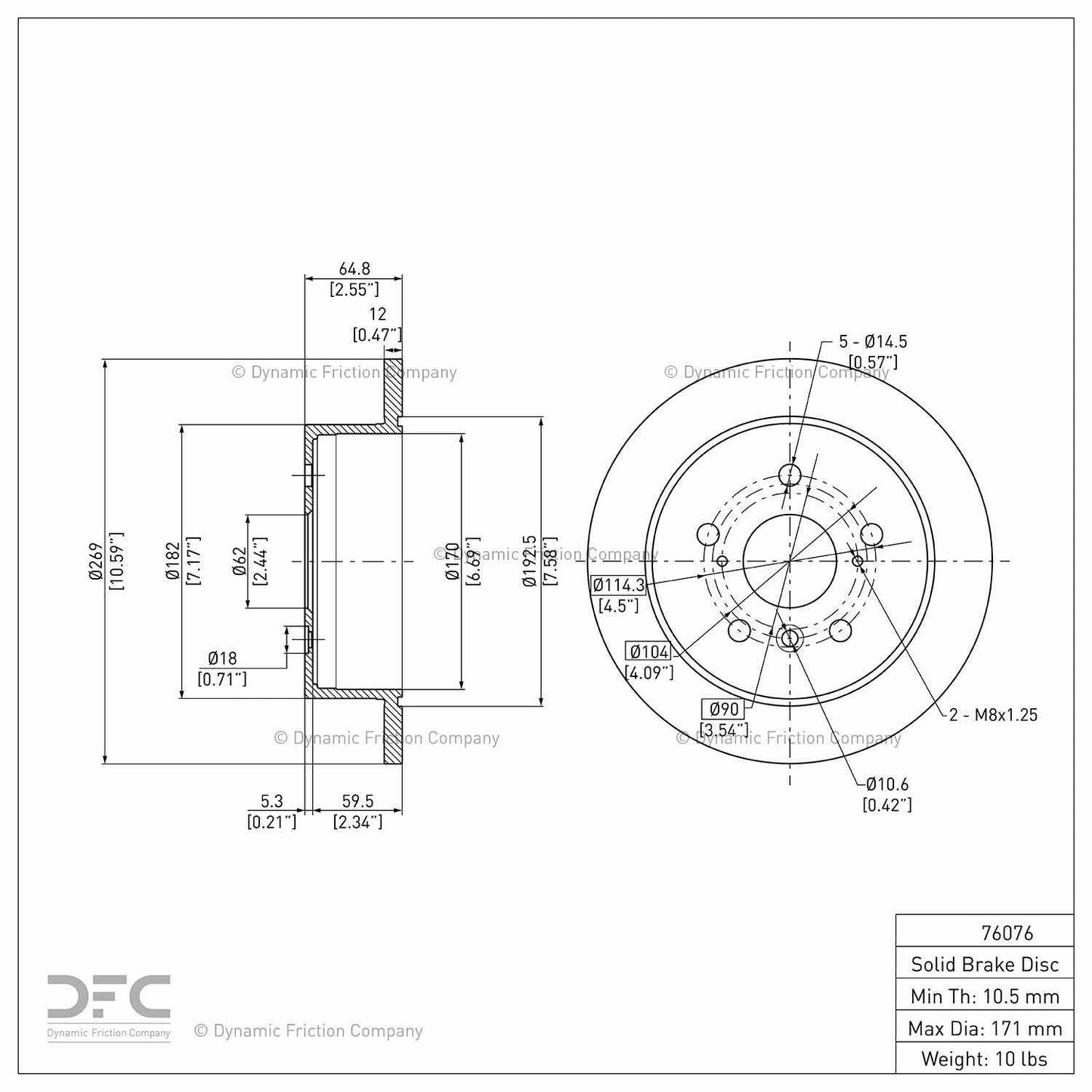 Dynamic Friction Company Disc Brake Rotor 604-76076