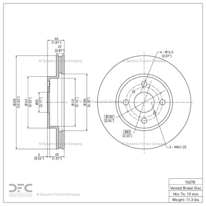 Dynamic Friction Company Disc Brake Rotor 604-76078