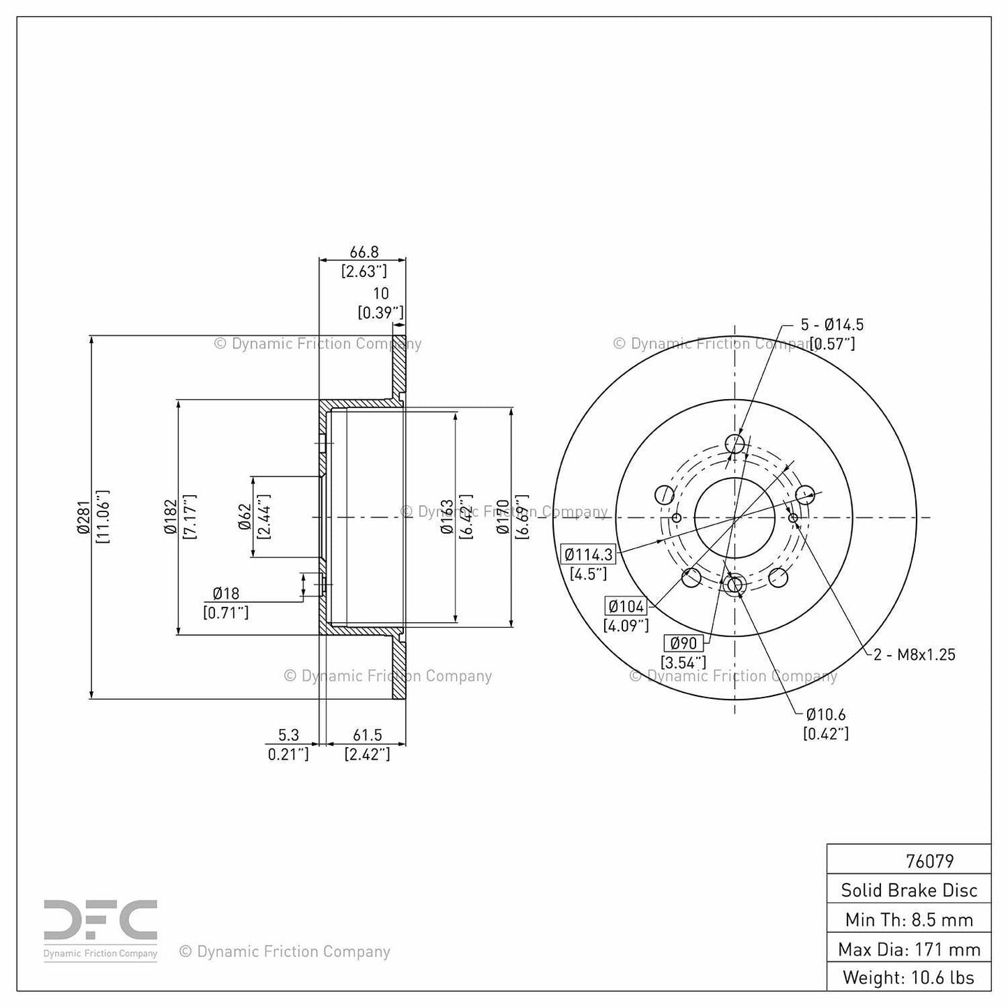Dynamic Friction Company Disc Brake Rotor 604-76079