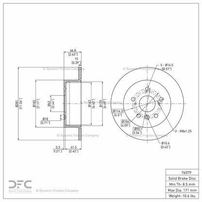 Dynamic Friction Company Disc Brake Rotor 604-76079