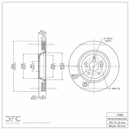 Dynamic Friction Company Disc Brake Rotor 604-76085