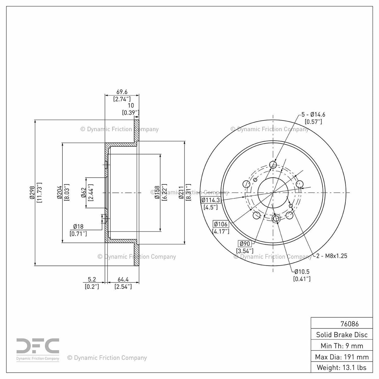 Dynamic Friction Company Disc Brake Rotor 604-76086