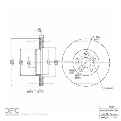 Dynamic Friction Company Disc Brake Rotor 604-76087