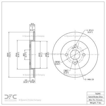Dynamic Friction Company Disc Brake Rotor 604-76090