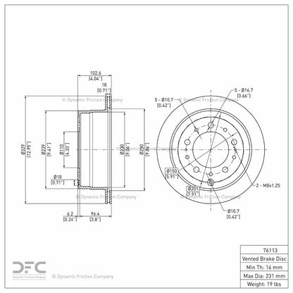 Dynamic Friction Company Disc Brake Rotor 604-76113