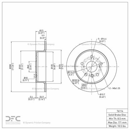 Dynamic Friction Company Disc Brake Rotor 604-76114