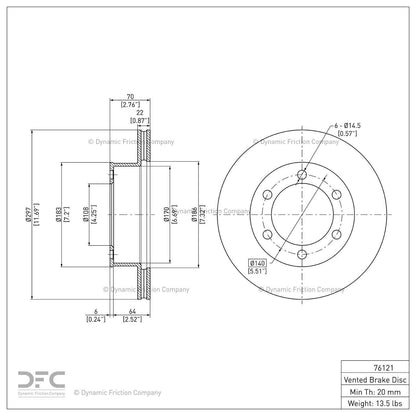 Dynamic Friction Company Disc Brake Rotor 604-76121