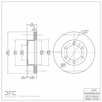 Dynamic Friction Company Disc Brake Rotor 604-76121