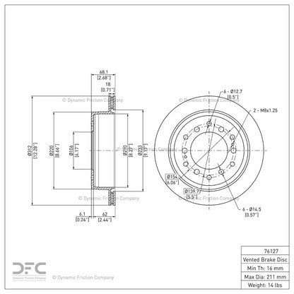 Dynamic Friction Company Disc Brake Rotor 604-76127