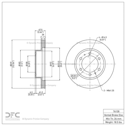 Dynamic Friction Company Disc Brake Rotor 604-76128