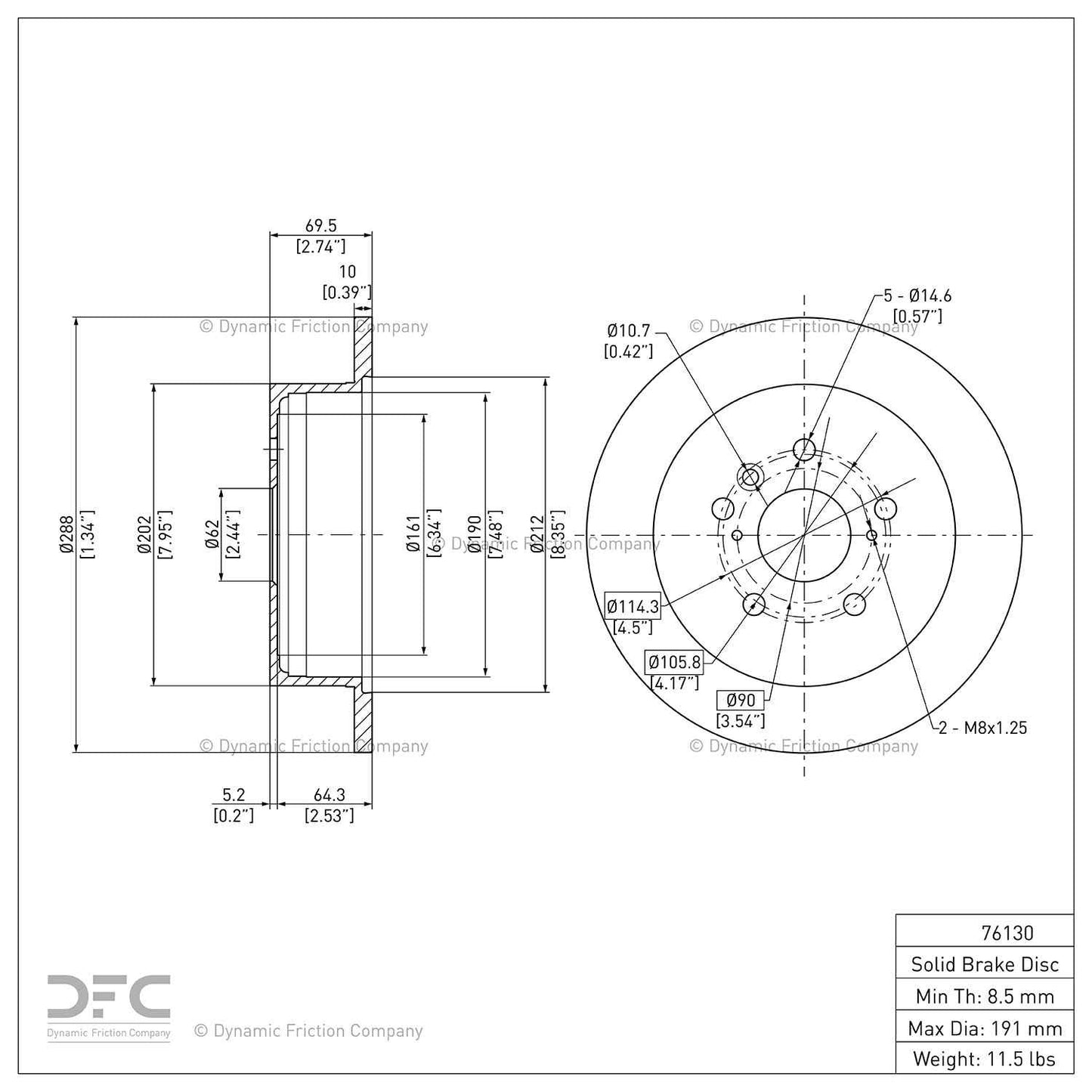 Dynamic Friction Company Disc Brake Rotor 604-76130