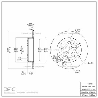 Dynamic Friction Company Disc Brake Rotor 604-76134