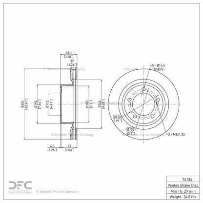 Dynamic Friction Company Disc Brake Rotor 604-76136