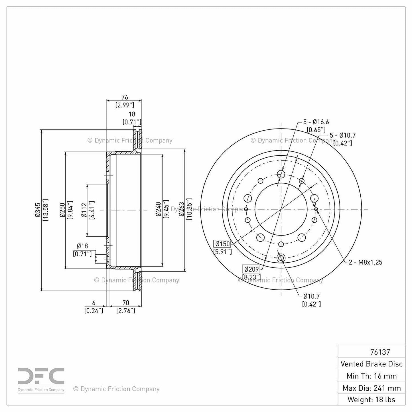 Dynamic Friction Company Disc Brake Rotor 604-76137