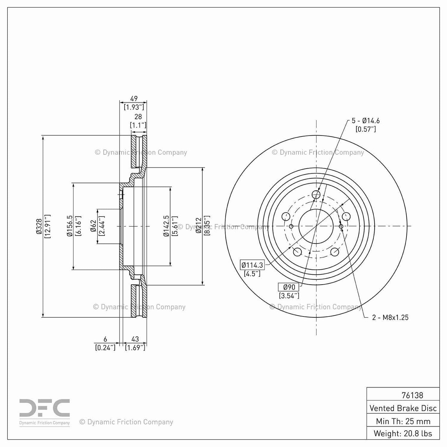 Dynamic Friction Company Disc Brake Rotor 604-76138