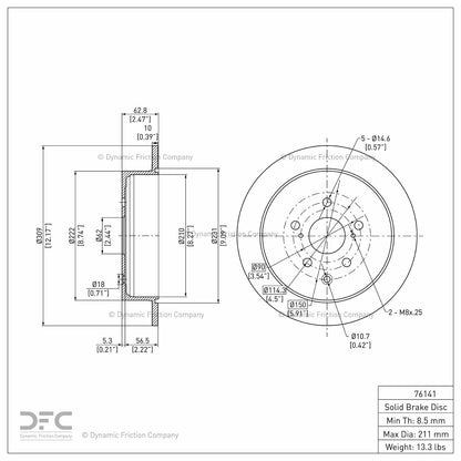 Dynamic Friction Company Disc Brake Rotor 604-76141
