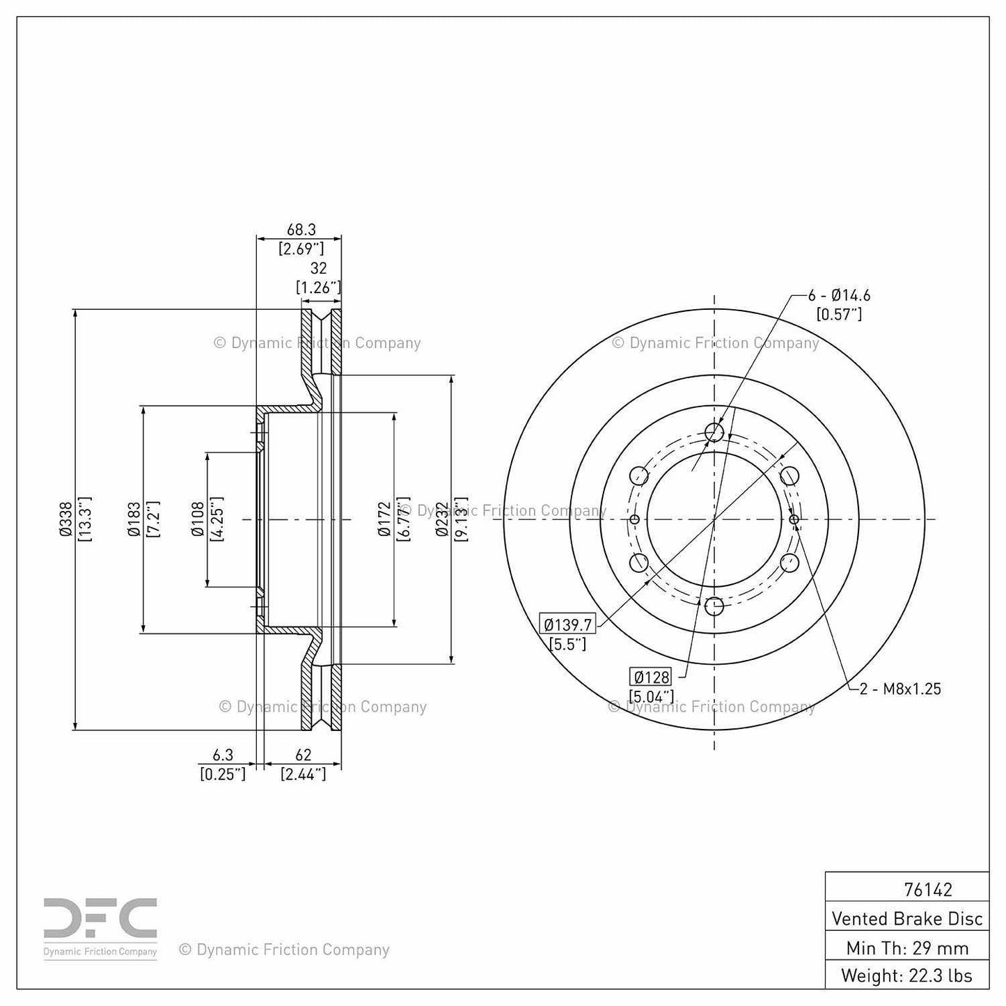 Dynamic Friction Company Disc Brake Rotor 604-76142