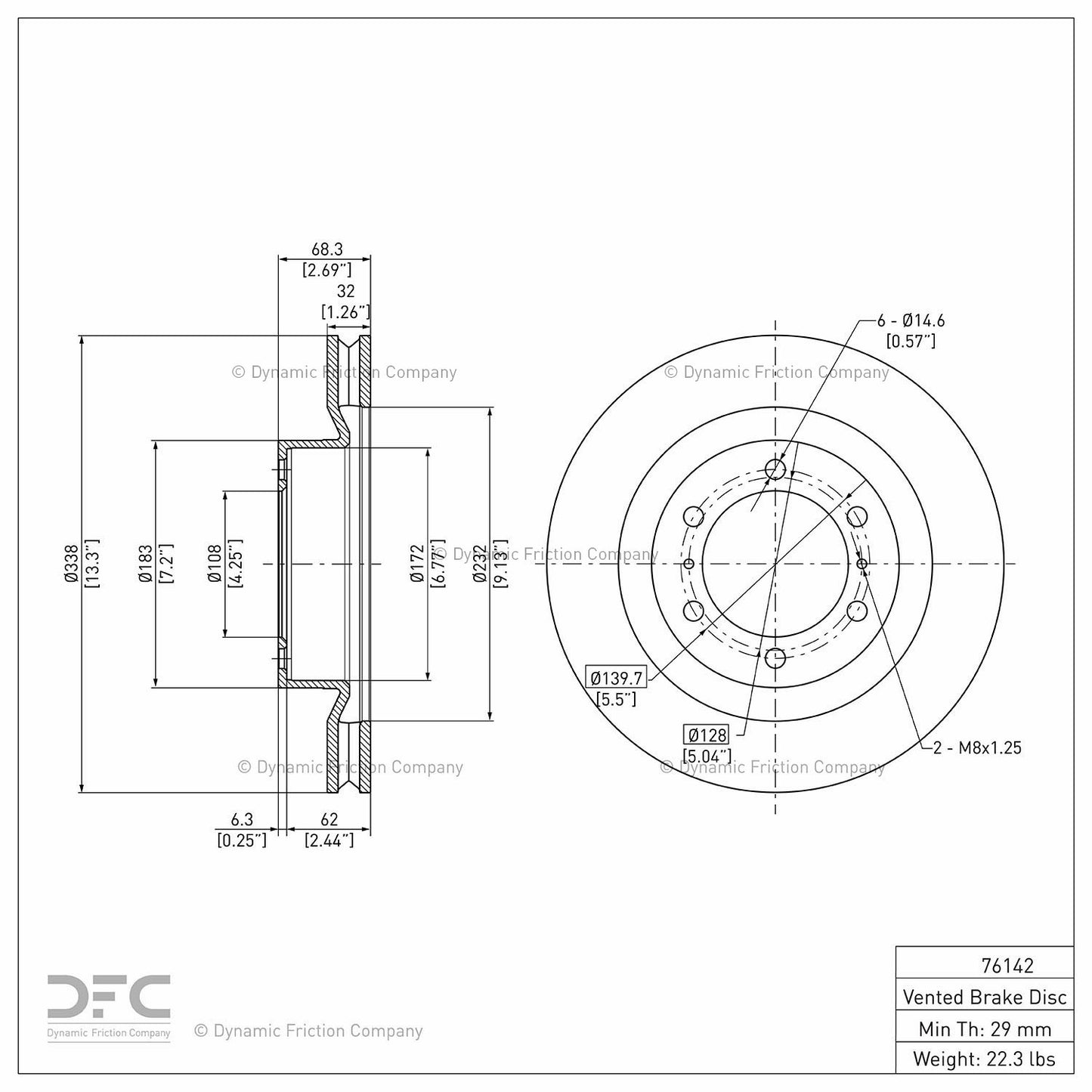 Dynamic Friction Company Disc Brake Rotor 604-76142