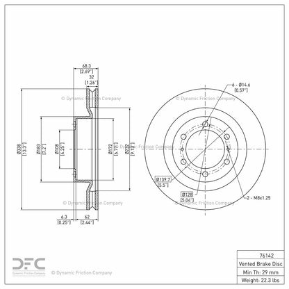 Dynamic Friction Company Disc Brake Rotor 604-76142