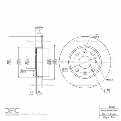 Dynamic Friction Company Disc Brake Rotor 604-80023