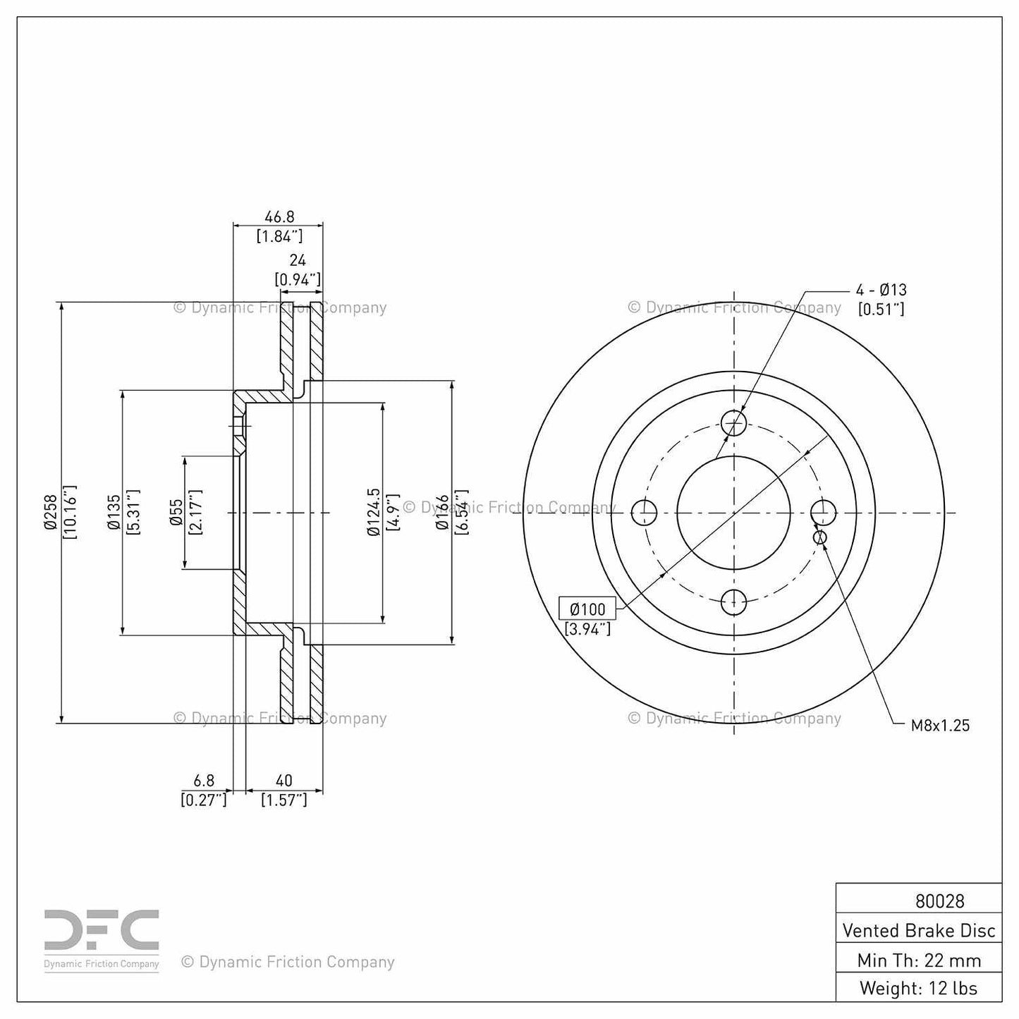 Dynamic Friction Company Disc Brake Rotor 604-80028