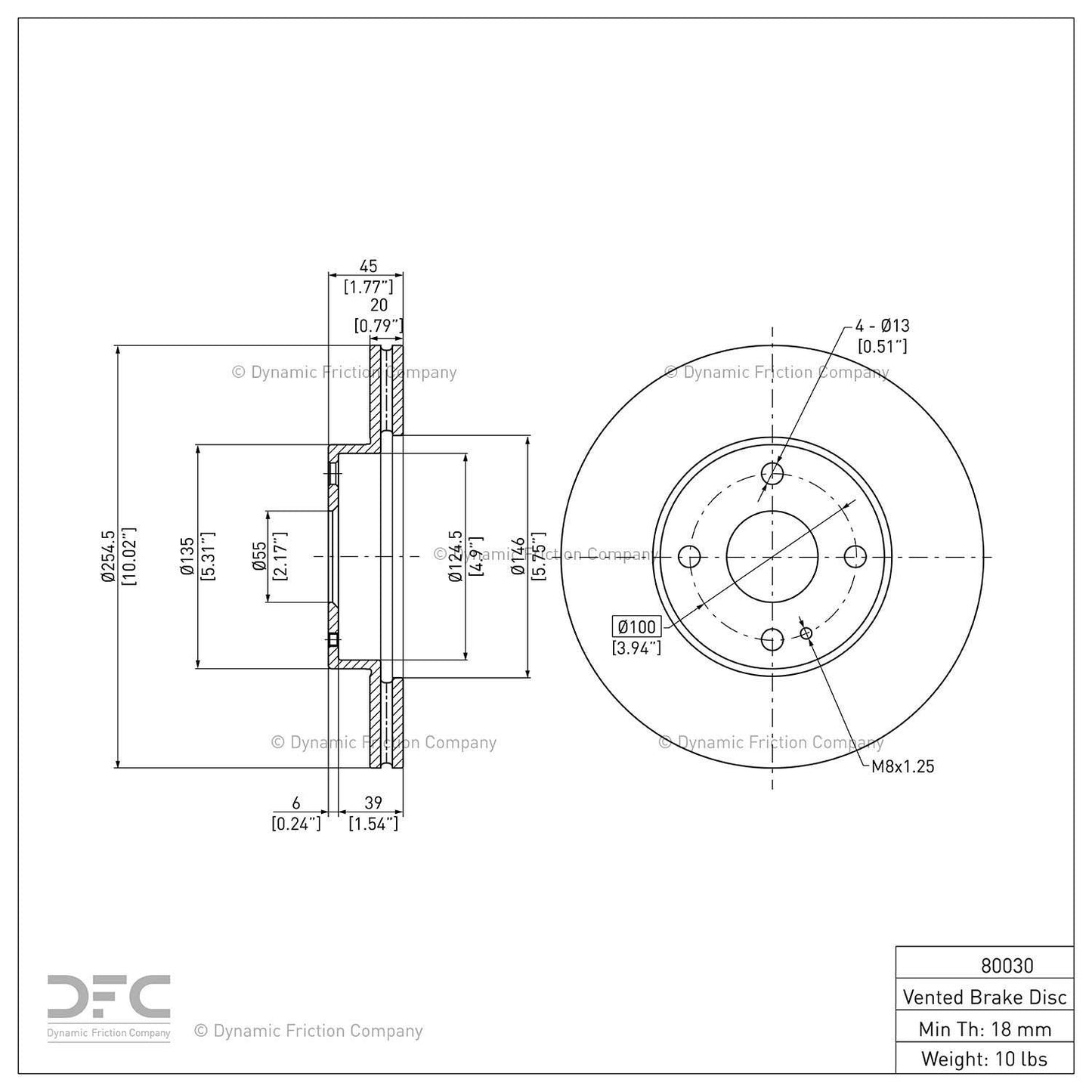 Dynamic Friction Company Disc Brake Rotor 604-80030