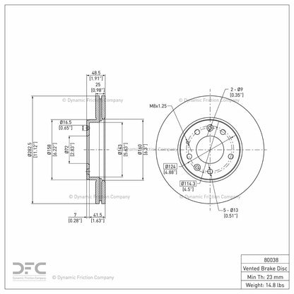 Dynamic Friction Company Disc Brake Rotor 604-80038