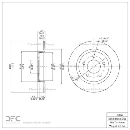 Dynamic Friction Company Disc Brake Rotor 604-80040