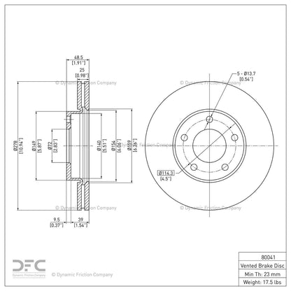 Dynamic Friction Company Disc Brake Rotor 604-80041