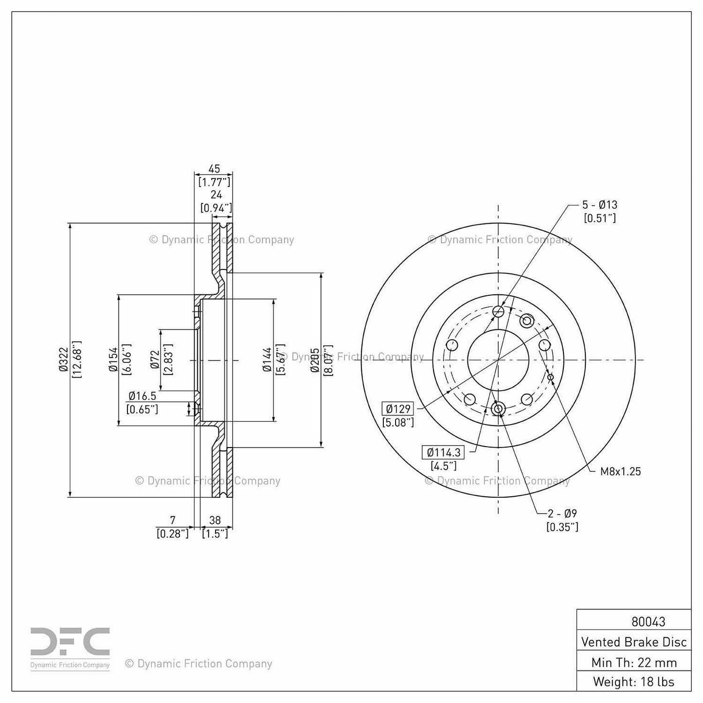 Dynamic Friction Company Disc Brake Rotor 604-80043