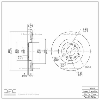 Dynamic Friction Company Disc Brake Rotor 604-80043