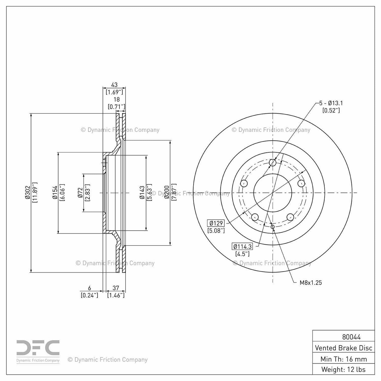 Dynamic Friction Company Disc Brake Rotor 604-80044