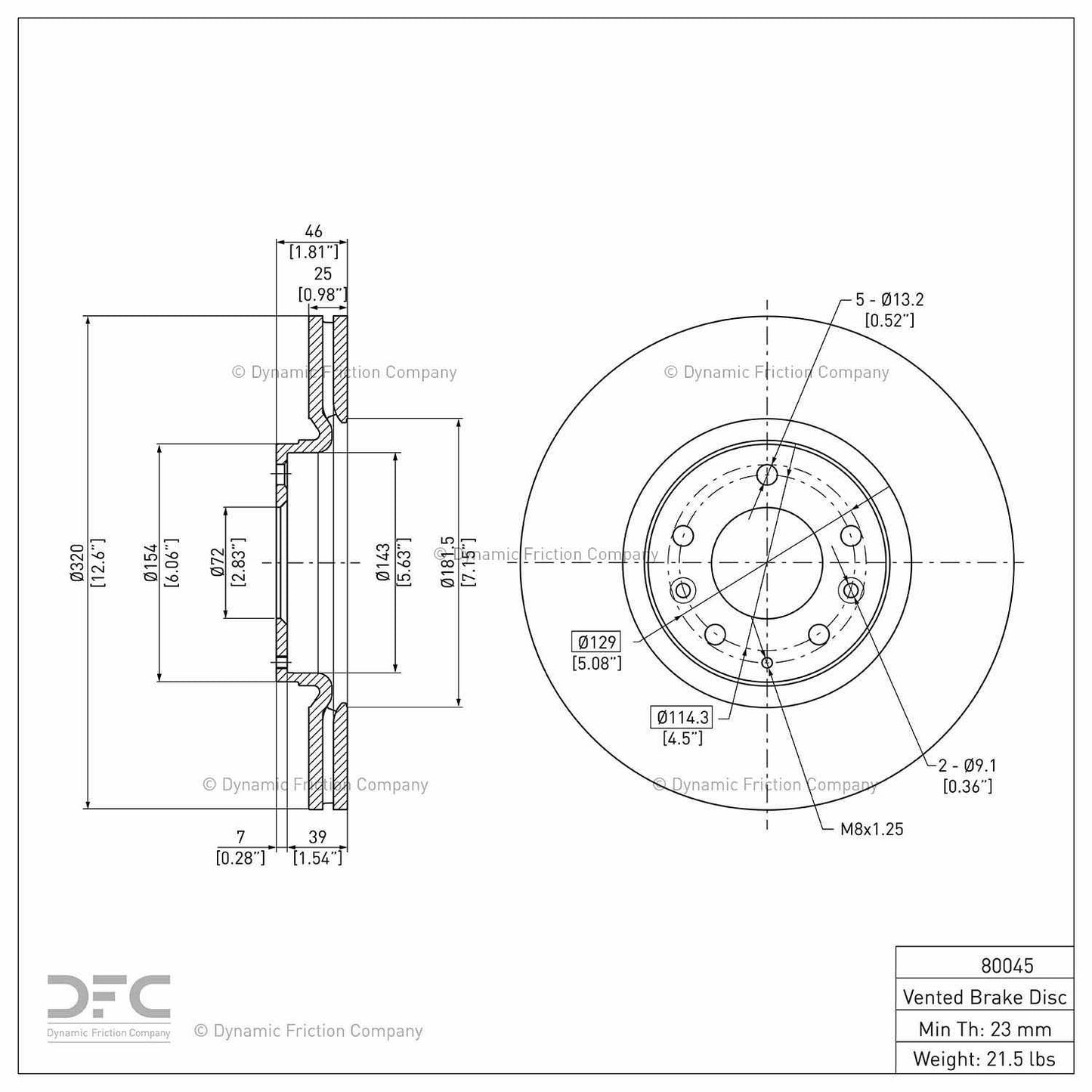 Dynamic Friction Company Disc Brake Rotor 604-80045