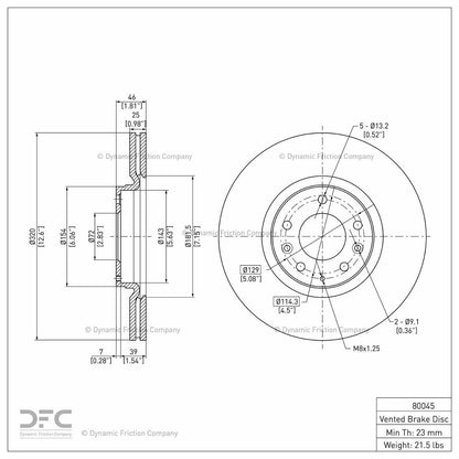 Dynamic Friction Company Disc Brake Rotor 604-80045